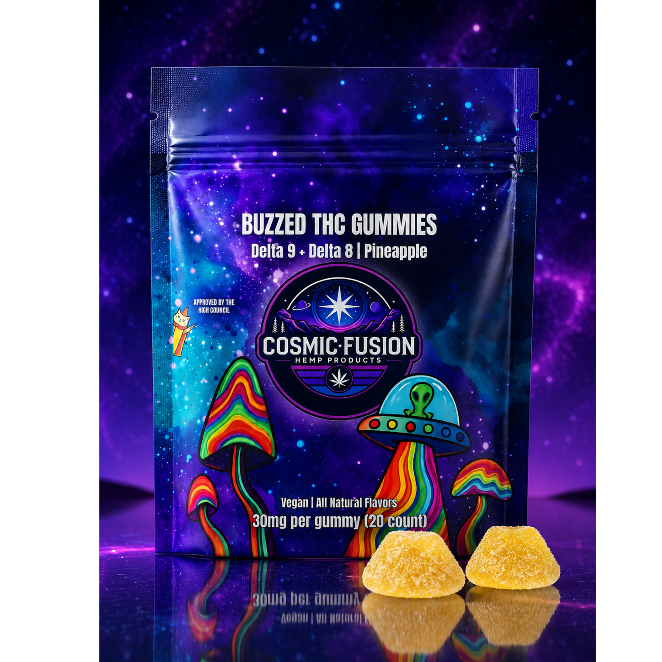 Buzzed THC Gummies | Extra Strength with Delta 8 THC | Pineapple